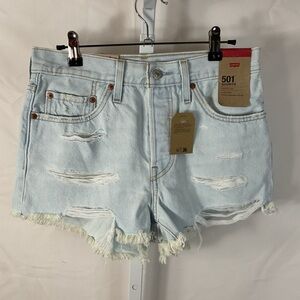 Levi's Light Blue Distressed Denim Cutoff Shorts